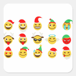 Sticker Carré xmas émoji joyeux