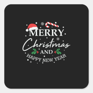 Sticker Carré Xmas Merry Christmas And Happy New Year