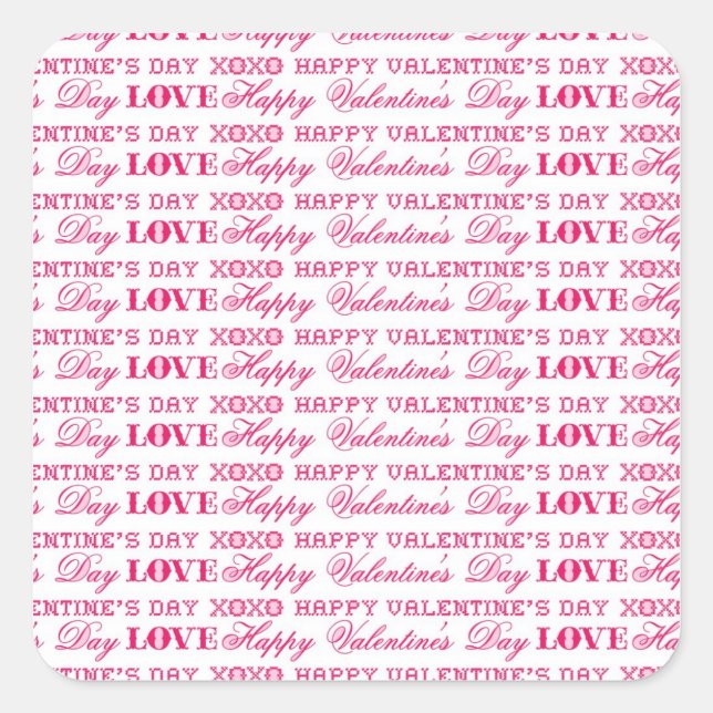 Sticker Carré XOXO Love Heureuse Sainte-Valentin Rose Red Cadeau (Devant)
