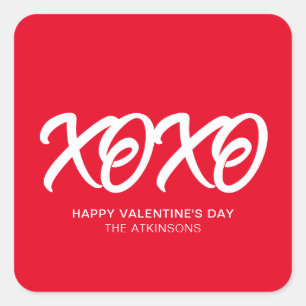 Sticker Carré XOXO rouge blanc mignon moderne coutume Saint Vale