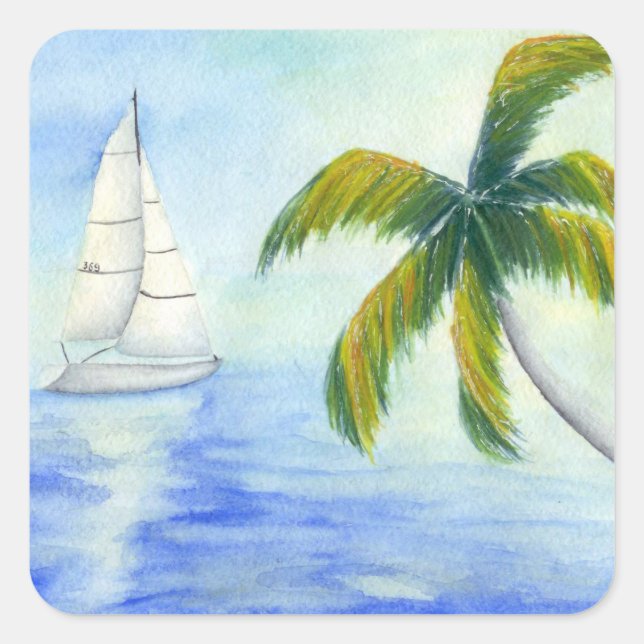 Sticker Carré Yacht sur la mer Palma (Devant)