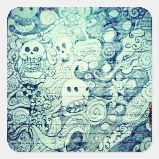 Sticker Carré yaie manga imaginaire penseur (Devant)