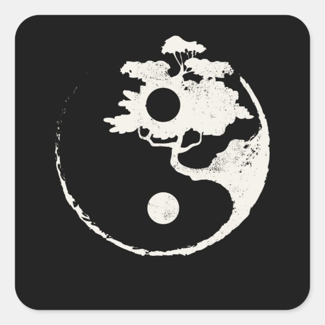 Sticker Carré Yang Bonsai Tree Enso Circle Zen (Devant)