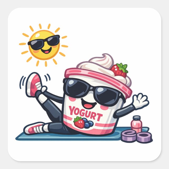 Sticker Carré Yaourt Pilates  (Devant)