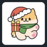 Sticker Carré Yappy Howlidays - Jote Christmas Dog Cartoon<br><div class="desc">Fêtez la saison festive avec notre design "Yappy Howlidays" ! Parfait pour les t-shirts,  accessoires et déco maison. Idéal pour les amoureux de les chiens qui aiment répandre la joie des vacances. #ChristmasDog #HolidayVibes #FestiveDogArt #YappyHowlidays #CuteDogDesign #ChristmasGifts #HolidayDecor #PetLovers #WinterVibes #DogLovers #WinterDog #HolidayVibes #HolidayDog #HolidaySeason</div>