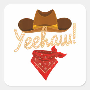 Sticker Carré Yeehaw Western Country Howdy Southern Cowboy Yee H