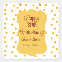 yellow dots glitter happy 30th anniversary wedding