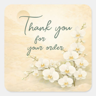 Sticker Carré Yellow orchid Thank You For your order