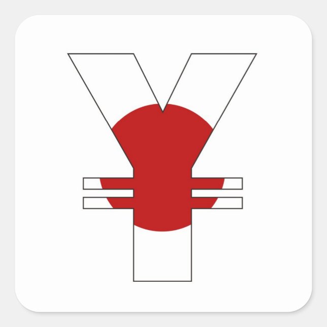 Sticker Carré yen symbole monétaire argent signe drapeau japonai (Devant)