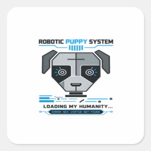 Sticker Carré Yeux de Robot Cyborg Futuriste Cybernétique Sci-Fi