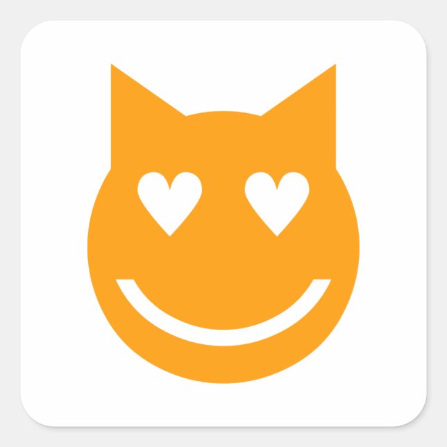 Sticker Carré Yeux en forme de coeur Emoji (Devant)