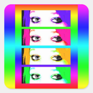 Sticker Carré Yeux lumineux psychédélique