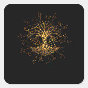 Sticker Carré Yggdrasil Arbre Mondial Des Cendres De Vie Pagan