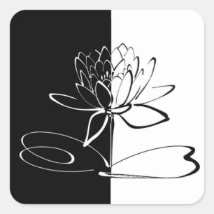 Sticker Carré Yin Yang Black Lotus Blossom