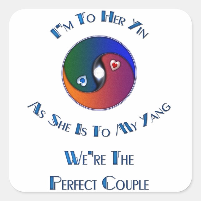 Sticker Carré Yin Yang Le Couple À Son Verset (Devant)