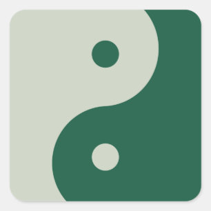 Sticker Carré Yin Yang Sage Green