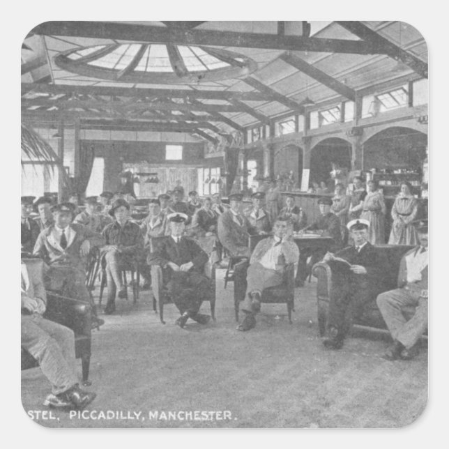 Sticker Carré YMCA Hostel, Piccadilly, Manchester, c.1910 (Devant)
