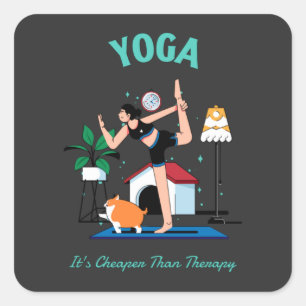 Sticker Carré Yoga C'est moins cher que la thérapie