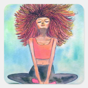 Sticker Carré Yoga Girl Serenity Art