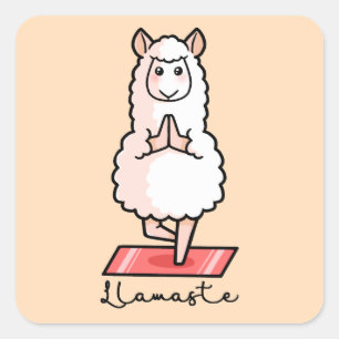 Sticker Carré Yoga Llama