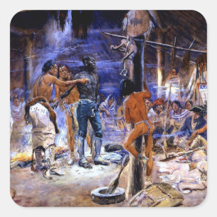 Sticker Carré « York avec Lewis et Clark » de Charles Russell