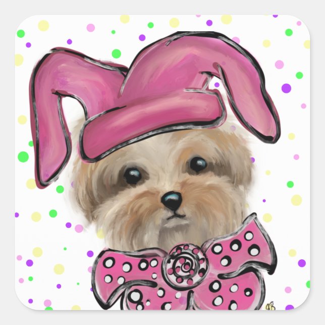 Sticker Carré Yorkie      (Devant)