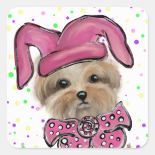 Sticker Carré Yorkie