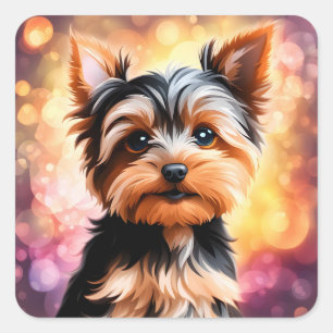Sticker Carré Yorkie, Chien, Animal de compagnie