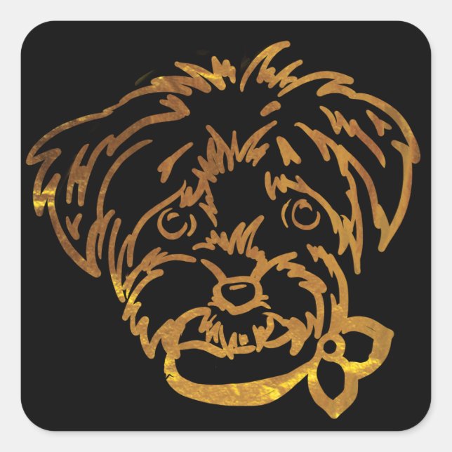 Sticker Carré Yorkie Poo (Devant)