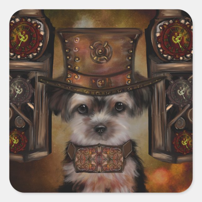 Sticker Carré Yorkie Poo (Devant)