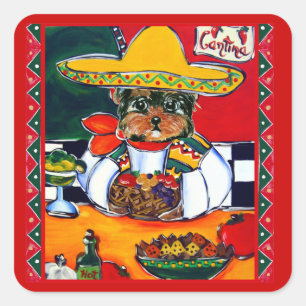Sticker Carré Yorkie Poo Cinco de Mayo