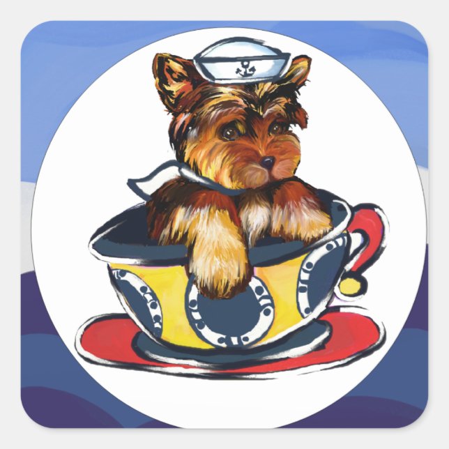 Sticker Carré Yorkie Poo Navy (Devant)
