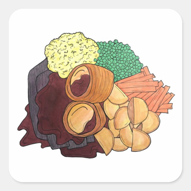 Sticker Carré Yorkshire Pudding Sunday Roast Royaume-Uni (Devant)