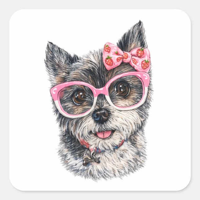 Sticker Carré Yorkshire Terrier Gift for Dog Lovers (Devant)