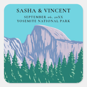 Sticker Carré Yosemite Parc National Mariage Rétro