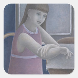 Sticker Carré Young Girl Reading 2008