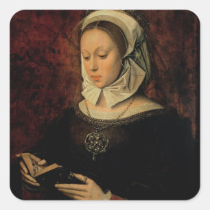 Sticker Carré Young Woman Reading a Book of Hours