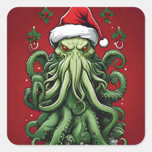 Sticker Carré Yuletide de Cthulhu : Noël terrifiant