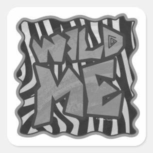 Sticker Carré Zebra Black and Light Grey Wild Me