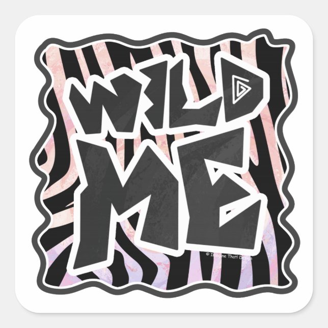 Sticker Carré Zebra Black and Pink Wild me (Devant)
