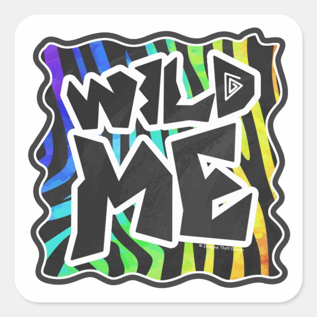 Sticker Carré Zebra Black et Rainbow Wild Me (Devant)