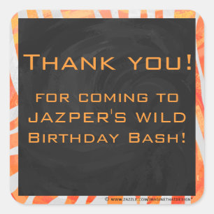 Sticker Carré Zebra Monogram orange et blanc