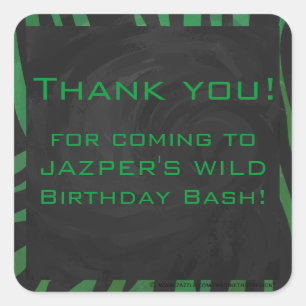 Sticker Carré Zebra Monogramme noir et vert