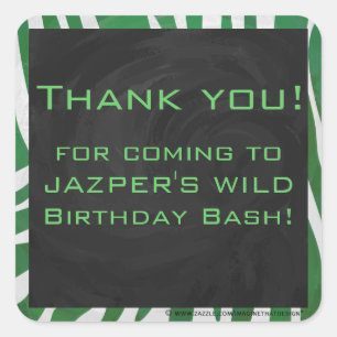 Sticker Carré Zebra Monogramme Vert et Blanc Impression