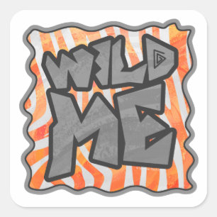 Sticker Carré Zebra Orange et White Wild Me