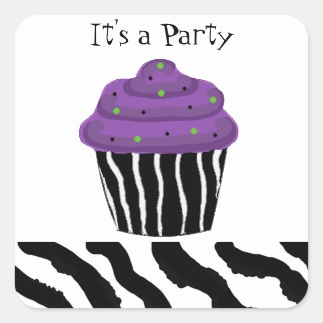 Sticker Carré Zebra Print Cupcake (Devant)