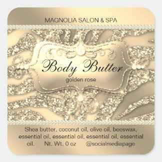 Sticker Carré Zebra Salon Parties scintillant Gold
