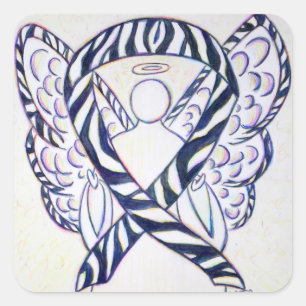 Sticker Carré Zebra Stripe Awareness Ribbon Angel Carré Decal