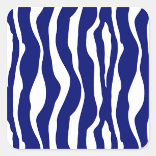 Sticker Carré Zebra Stripes, bleu marine et blanc