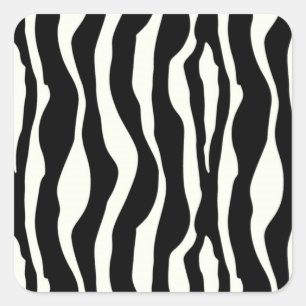 Sticker Carré Zebra Stripes, noir et blanc